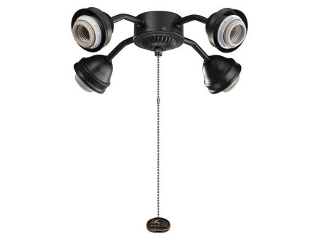 13 In. 4 LED Lights Bent Arm Fitter Ceiling Fan Light Kit, Distressed Black Finish Sale