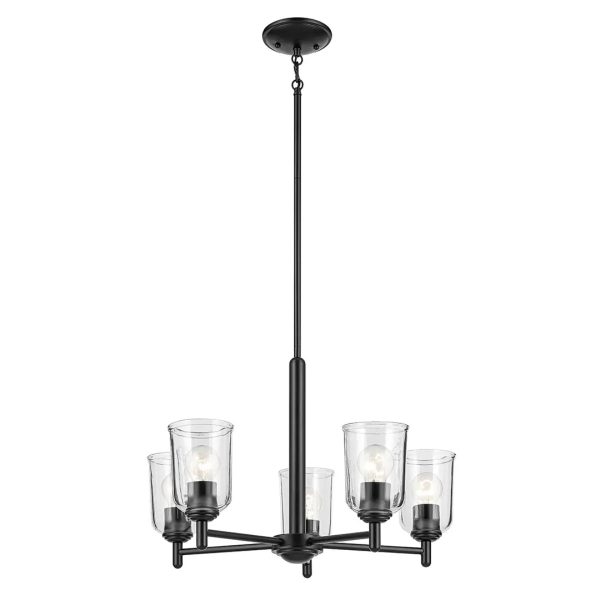 Shailene 24  5-Light Chandelier with Clear Glass, Black Finish Fashion