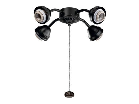 13 In. 4 LED Lights Bent Arm Fitter Ceiling Fan Light Kit, Satin Black Finish Online now