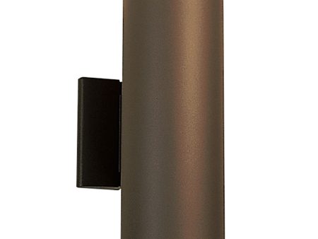 12 Inch  2 Lights Up Down Cylinder Outdoor Wall Light Bronze Finish Online now