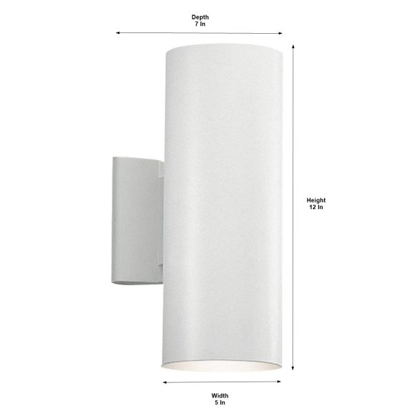 12 Inch  2 Lights Up Down Cylinder Outdoor Wall Light White Finish For Cheap