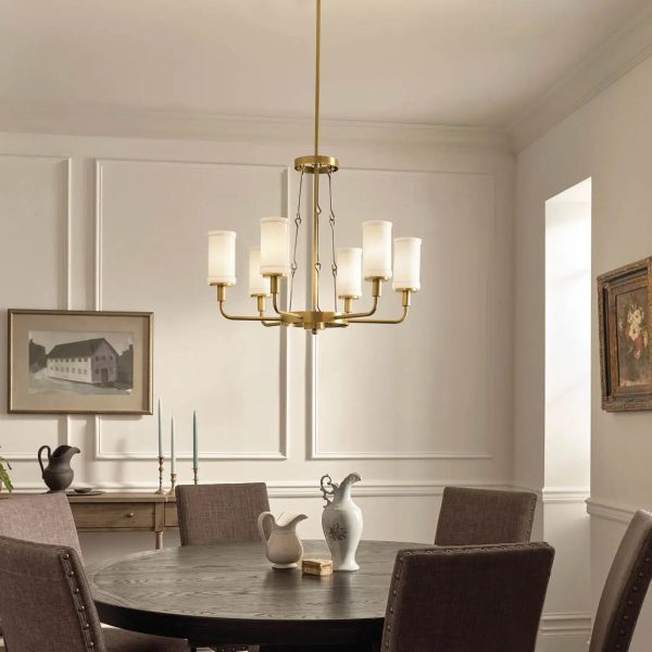 Vetivene 29  6-Light Chandelier, Natural Brass Finish For Cheap