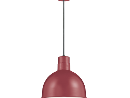 R Series 12  Cord Hung Deep Bowl Shade Pendant Light Satin Red Finish Online now