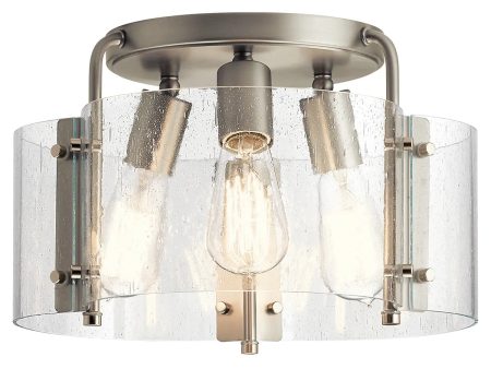 Thoreau 14  3-Light Semi-Flush Mount Light, Brushed Nickel Finish Hot on Sale