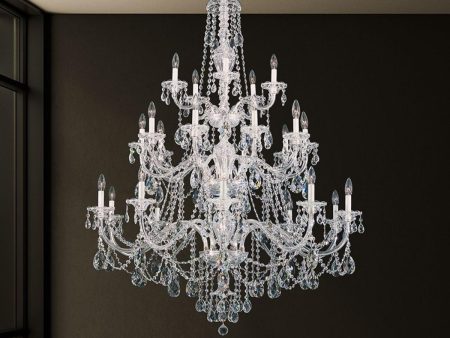 Sterling 25 Light Silver Chandelier with Clear Heritage Crystals Online