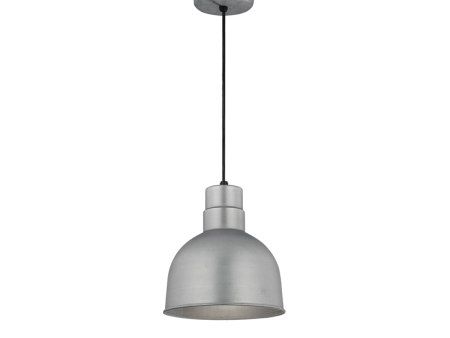 R Series 10  Cord Hung Deep Bowl Shade Pendant Light Galvanized Finish For Cheap