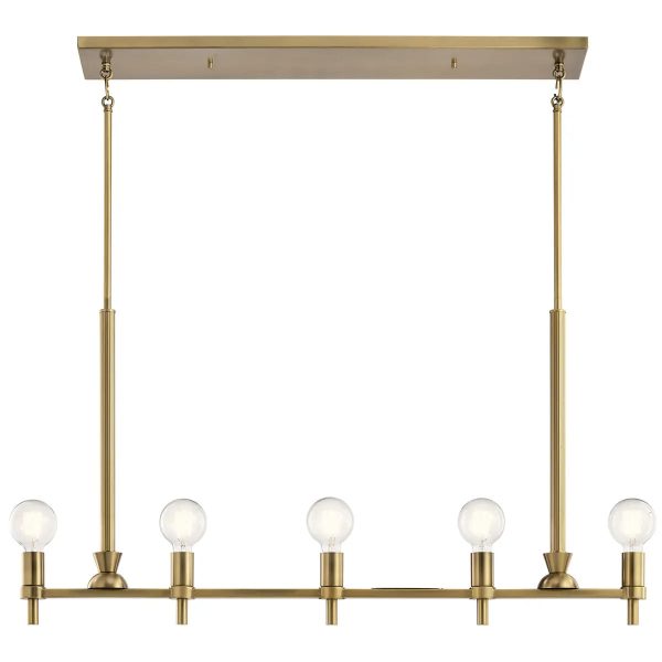 Torvee 41  5-Light Linear Chandelier, Brushed Natural Brass Finish Online Sale