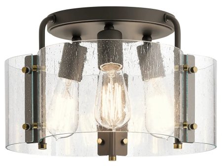 Thoreau 14  3-Light Semi-Flush Mount Light, Olde Bronze Finish For Sale