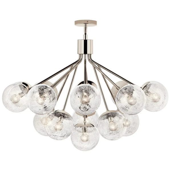 Silvarious 38  16-Light Convertible Chandelier with Clear Crackle Glass, Polished Nickel Finish Discount