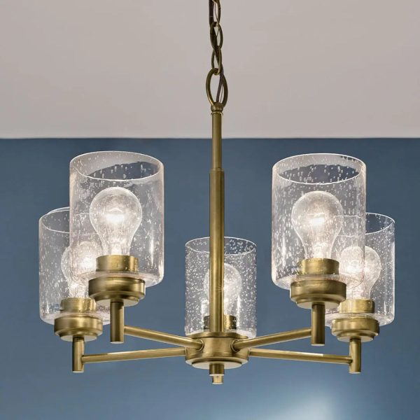 Winslow 20  5-Light Chandelier, Natural Brass Finish Hot on Sale