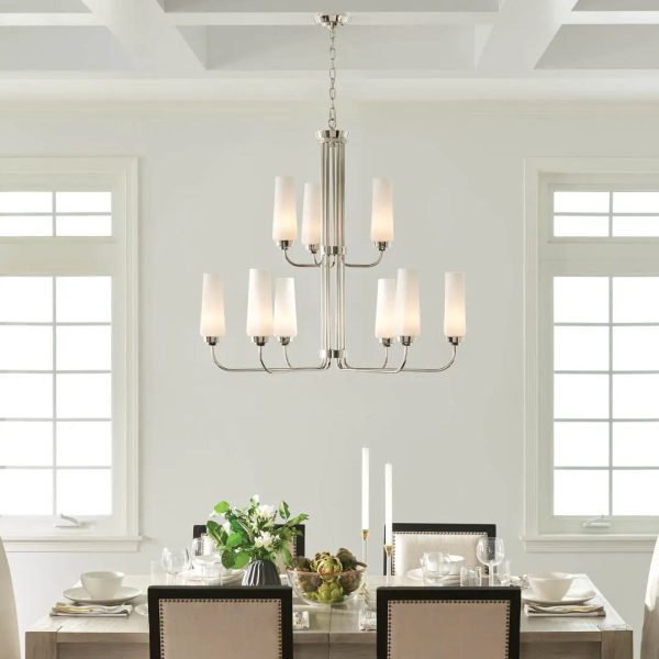 Truby 34  9-Light Multi-Tier Chandelier, Polished Nickel Finish Sale