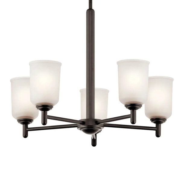 Shailene 24  5-Light Chandelier with Clear Satin Etched Glass, Olde Bronze Finish For Discount