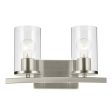 Crosby 15  2-Light Vanity Light with Clear Glass, Brushed Nickel Finish Cheap