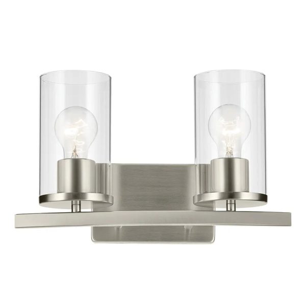 Crosby 15  2-Light Vanity Light with Clear Glass, Brushed Nickel Finish Cheap