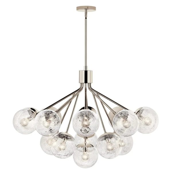 Silvarious 38  16-Light Convertible Chandelier with Clear Crackle Glass, Polished Nickel Finish Discount