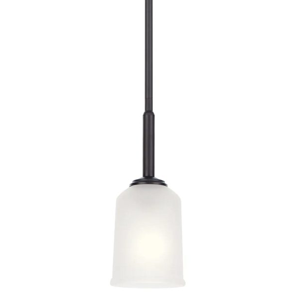 Shailene 11  1-Light Mini Pendant Light with Clear Satin Etched Glass, Black Finish on Sale