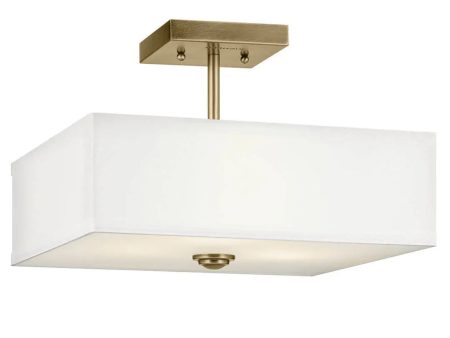 Shailene 14  3-Light Semi-Flush Mount, Natural Brass Finish Online Sale