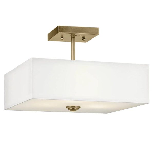 Shailene 14  3-Light Semi-Flush Mount, Natural Brass Finish Online Sale