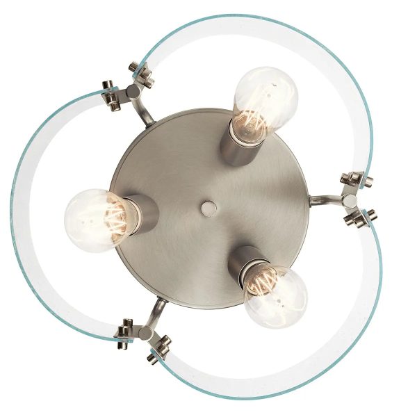 Thoreau 14  3-Light Semi-Flush Mount Light, Brushed Nickel Finish Hot on Sale