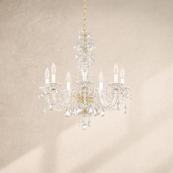 Sterling 7 Light Silver Chandelier with Crystals from Swarovski Cheap