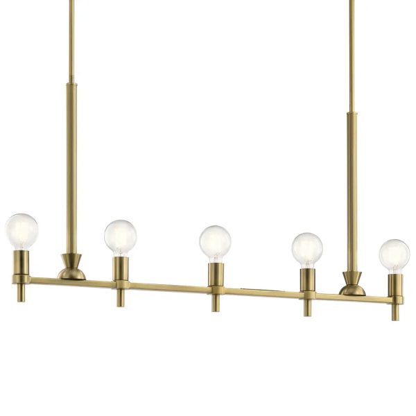 Torvee 41  5-Light Linear Chandelier, Brushed Natural Brass Finish Online Sale