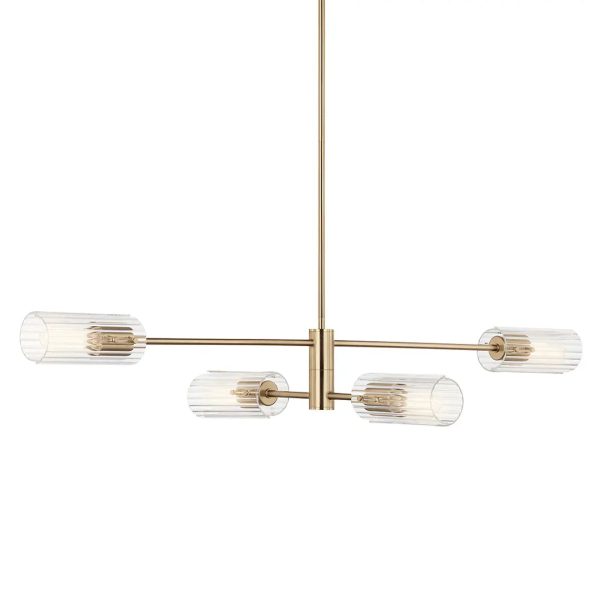 Velestino 47  4-Light Linear Chandelier, Champagne Bronze Finish For Discount