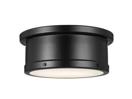 Serca 14  2-Light Flush Mount Light, Black Finish Sale