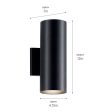 12 Inch  2 Lights Up Down Cylinder Outdoor Wall Light Black Finish Online