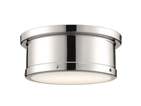 Serca 14  2-Light Flush Mount Light, Polished Nickel Finish Cheap