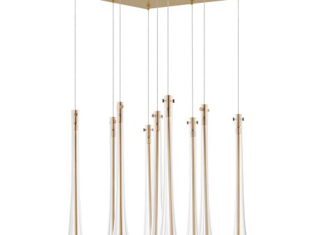 Stillo 16 in. 9 Lights LED Pendant Light Gold finish For Discount