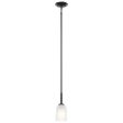 Shailene 11  1-Light Mini Pendant Light with Clear Satin Etched Glass, Black Finish on Sale