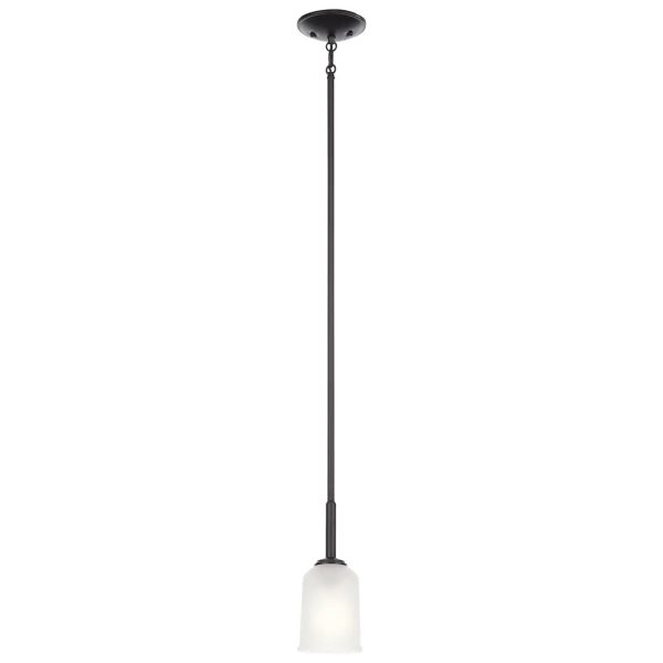 Shailene 11  1-Light Mini Pendant Light with Clear Satin Etched Glass, Black Finish on Sale