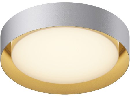 Echo 16 in. LED Flush Mount Light White Finish with Gold interior For Discount