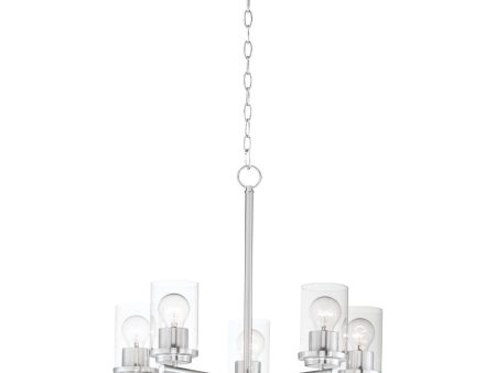 Corona 22 in. 5 Lights Chandelier Satin Nickel finish Clear Glass For Sale