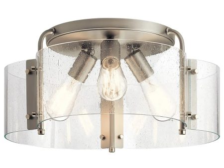 Thoreau 18  3-Light Semi-Flush Mount Light, Brushed Nickel Finish Cheap