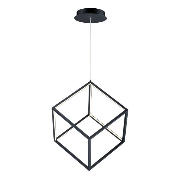 4 Square 21 in. LED Pendant Light Black finish For Sale