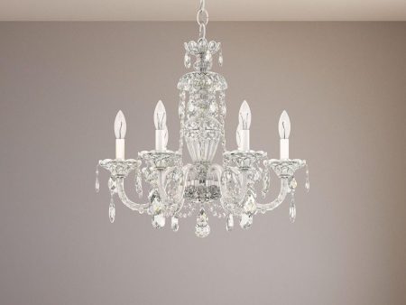 Sterling 6 Light Silver Chandelier with Clear Heritage Crystals For Discount