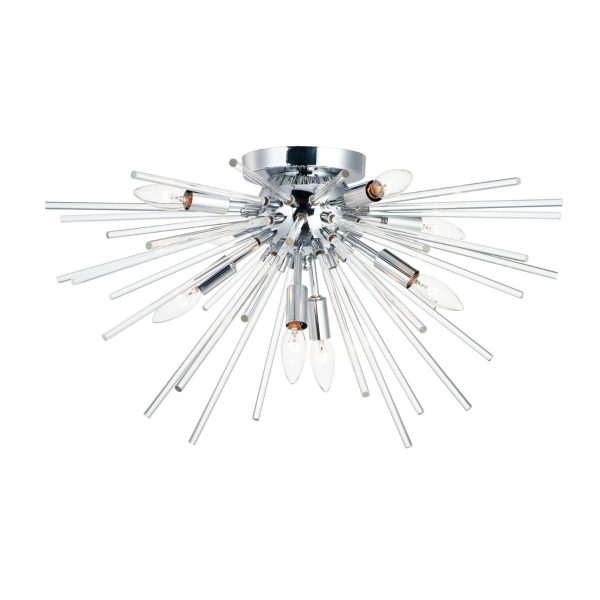 Polaris 25 in. 8 Lights Flush Mount Light Polished Chrome Finish Online now