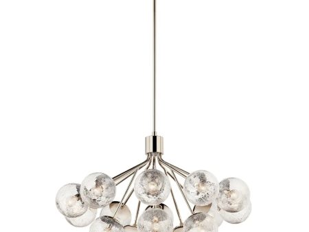 Silvarious 38  16-Light Convertible Chandelier with Clear Crackle Glass, Polished Nickel Finish Discount