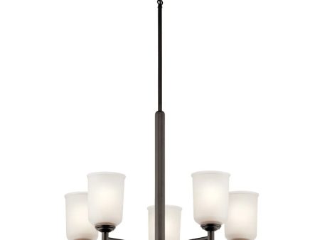 Shailene 24  5-Light Chandelier with Clear Satin Etched Glass, Olde Bronze Finish For Discount