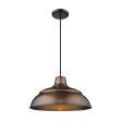 R Series 17  Cord Hung Warehouse Pendant Light Ntural Copper Finish For Discount