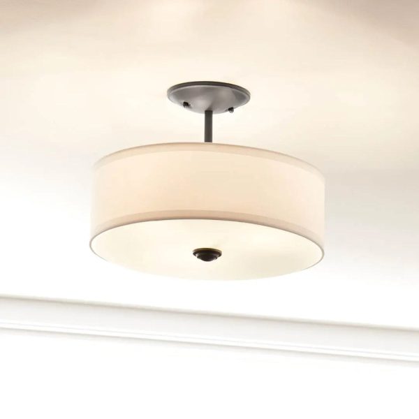 Shailene 18  3-Light Round Semi-Flush Mount, Black Finish For Discount