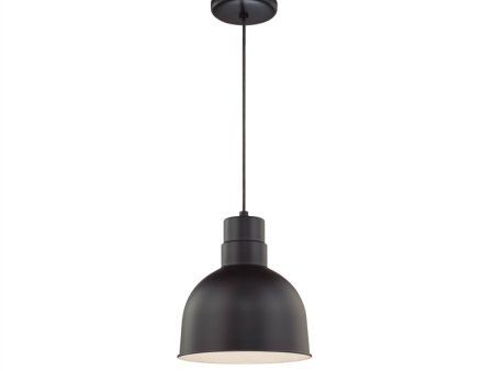 R Series 10  Cord Hung Deep Bowl Shade Pendant Light Satin Black Finish on Sale