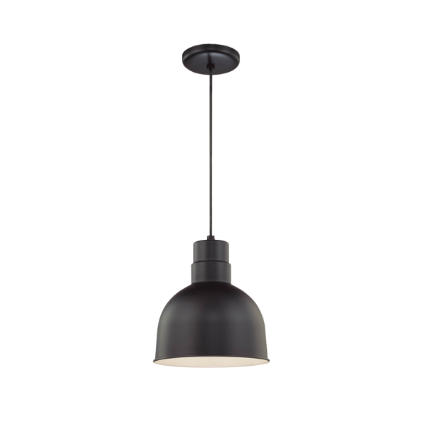 R Series 10  Cord Hung Deep Bowl Shade Pendant Light Satin Black Finish on Sale