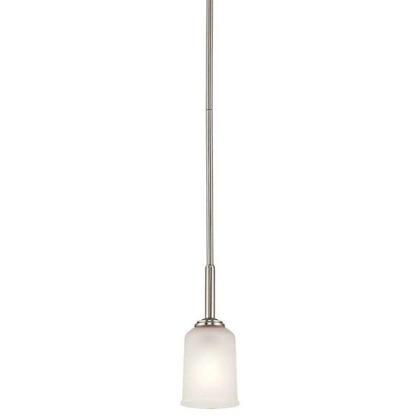 Shailene 11  1-Light Mini Pendant Light with Clear Satin Etched Glass, Brushed Nickel Finish For Cheap