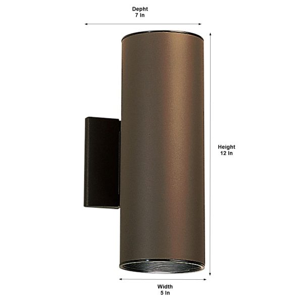 12 Inch  2 Lights Up Down Cylinder Outdoor Wall Light Bronze Finish Online now