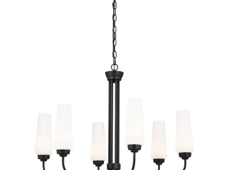 Truby 29  6-Light Chandelier, Black Finish For Sale