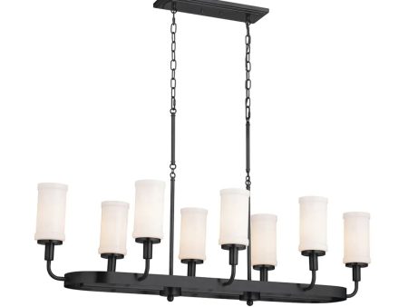 Vetivene 47  8-Light Linear Chandelier, Textured Black Finish Hot on Sale