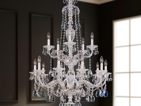 Sterling 15 Light Gold Chandelier with Clear Heritage Crystals For Cheap