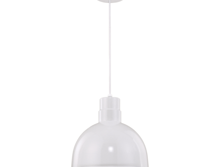 R Series 12  Cord Hung Deep Bowl Shade Pendant Light White Finish Supply